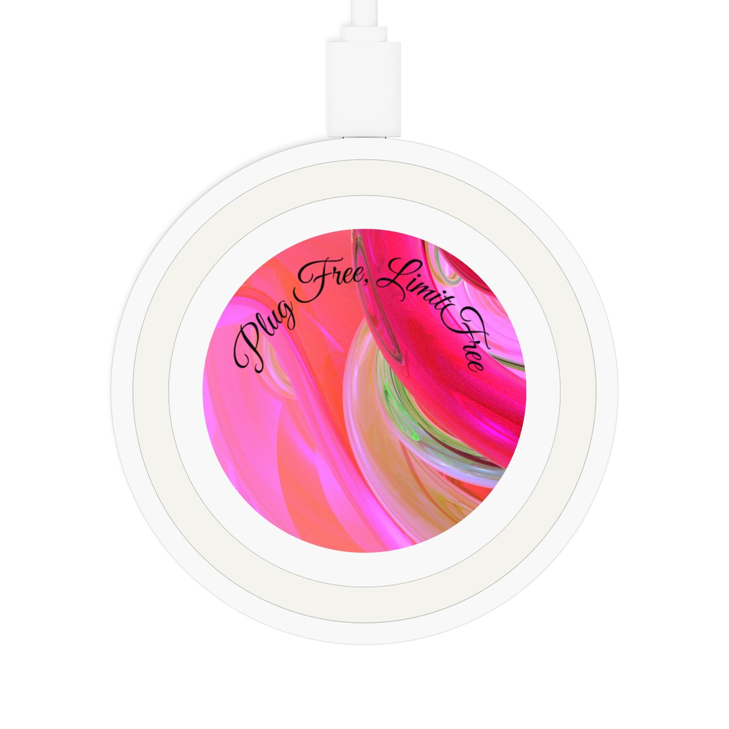Wireless Charging Pad – “Plug-Free. Limit-Free.” | Minimalist Qi Charger, Inspirational Tech Gift, Sleek Desk & Home Office Accessory
