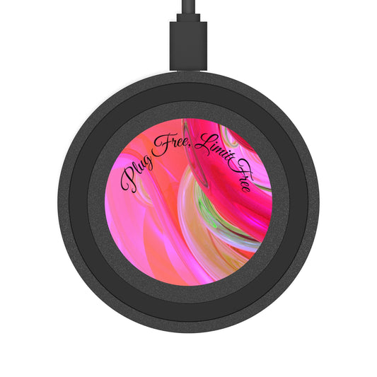 Wireless Charging Pad – “Plug-Free. Limit-Free.” | Minimalist Qi Charger, Inspirational Tech Gift, Sleek Desk & Home Office Accessory