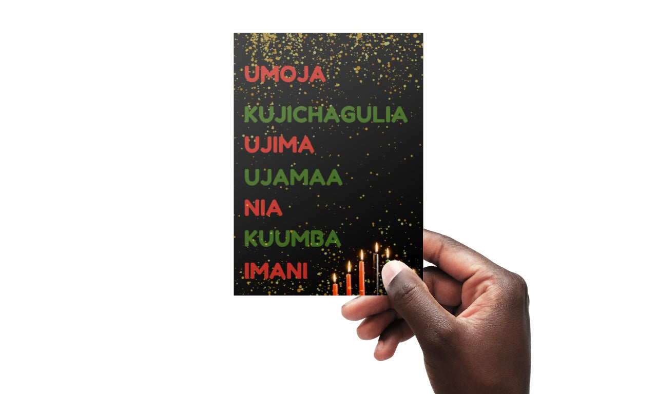 Kwanzaa Principles - Greeting Card (Black)