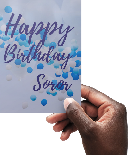 Happy Birthday Soror (Blue and White) - Lyfe Every Day Greeting Card